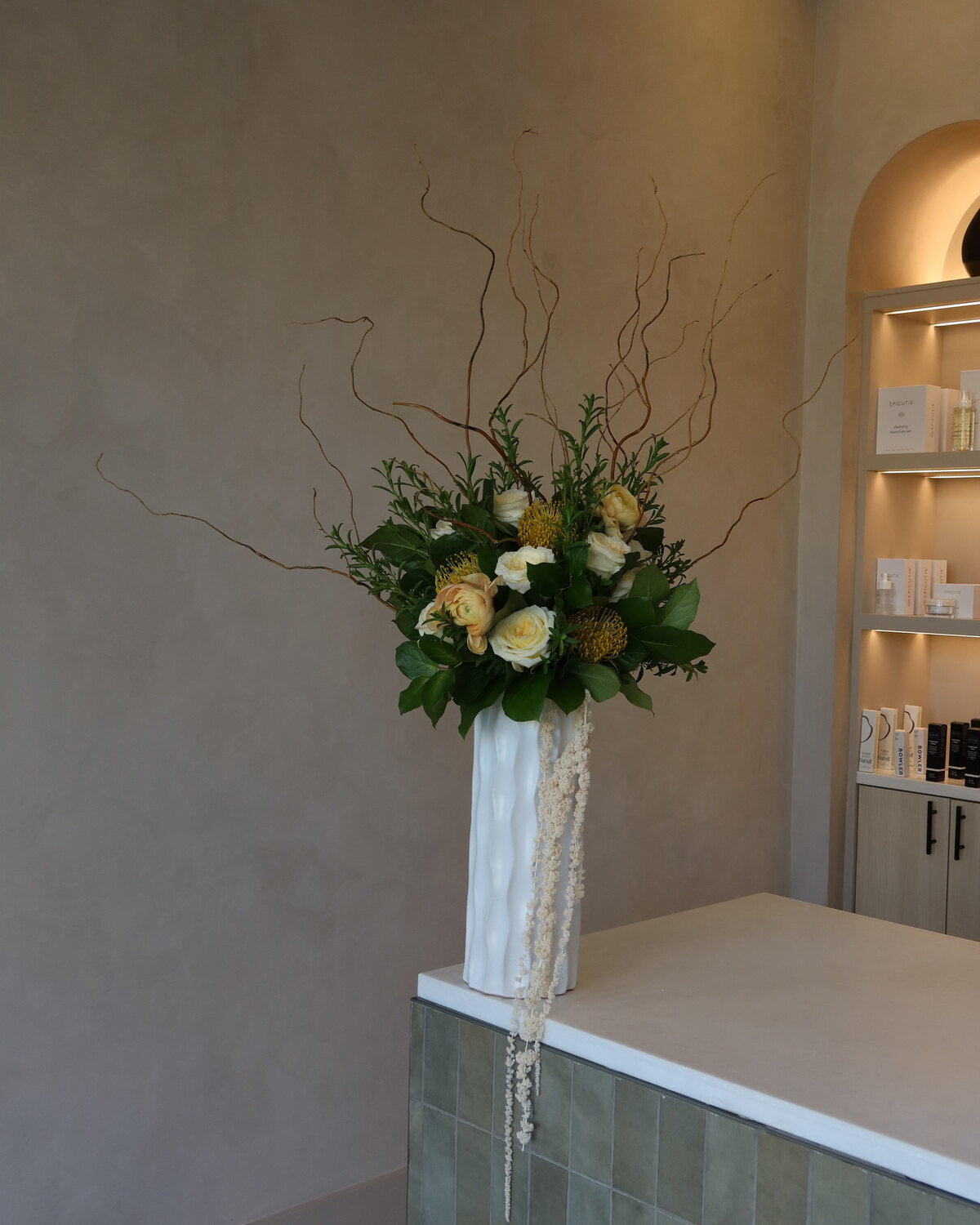 Fresh flowers at the Alcove studio reception